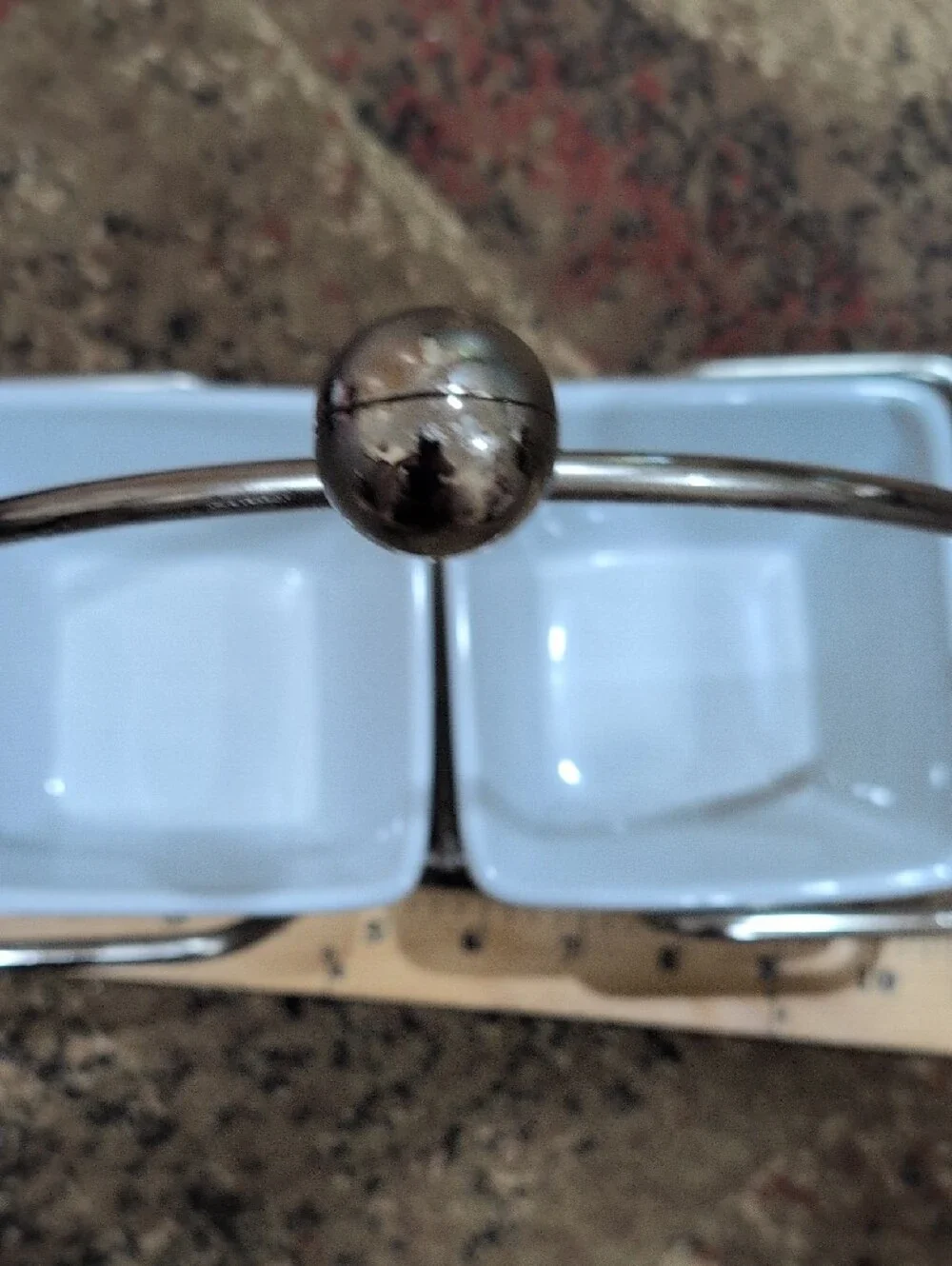 Simple Additions By Pampered Ceramic Double Dip Server with Chrome Stand - White